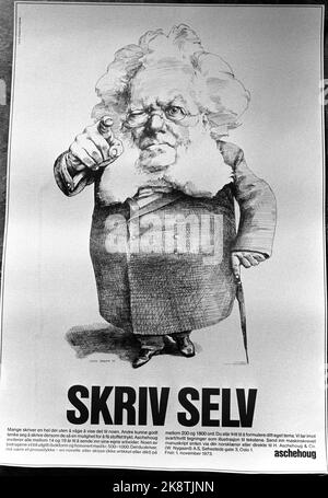 13 juin 1975 d'Oslo. Finn Graff remporte le prix de l'association de dessin pour le dessin appliqué 1974. Il a reçu le prix pour son dessin de Henrik Ibsen pour la jeunesse avec la demande d'écrire lui-même. Photo: Henrik Laurvik / NTB Banque D'Images