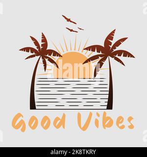 Bonnes vibes. Illustration du thème de l'été. Illustration vectorielle modifiable. Illustration de Vecteur