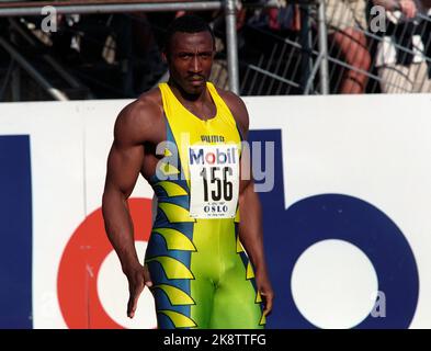 4 juillet 1997 d'Oslo. Linford Christie à Bislett Games. Photo ; Gunnar Lier / NTB Banque D'Images