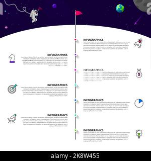 Modèle de conception graphique. Concept créatif en 7 étapes. Peut être utilisé pour la mise en page de flux de travail, le diagramme, la bannière, la conception Web. Illustration vectorielle Illustration de Vecteur