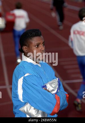 Oslo 19900714 Bislett Games, ici Carl Lewis. Photo: Tor Arne Dalsnes / NTB Banque D'Images