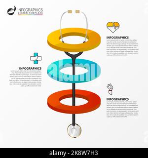 Médical et Santé. Modèle de conception graphique avec stéthoscope. Illustration vectorielle Illustration de Vecteur