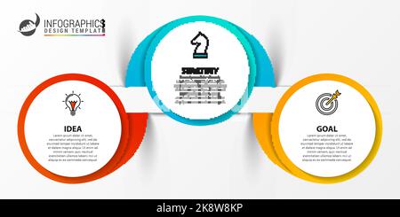 Modèle de conception graphique. Concept créatif en 3 étapes. Peut être utilisé pour la mise en page de flux de travail, le diagramme, la bannière, la conception Web. Illustration vectorielle Illustration de Vecteur