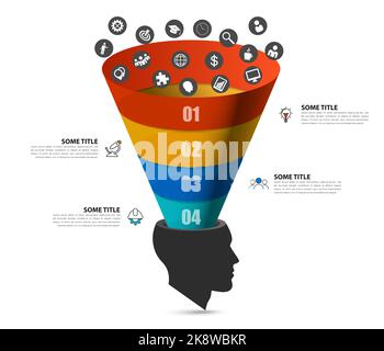 Modèle de conception graphique. Concept créatif en 4 étapes. Peut être utilisé pour la mise en page de flux de travail, le diagramme, la bannière, la conception Web. Illustration vectorielle Illustration de Vecteur