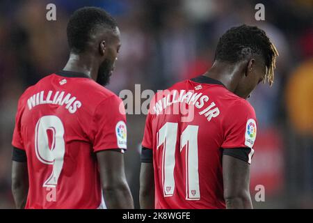 Barcelone, Espagne. 23 octobre 2022, les frères Inaki Williams et Nico Williams du club d'athlétisme lors du match de la Liga entre le FC Barcelone et le club d'athlétisme joué au stade Spotify Camp Nou sur 23 octobre 2022 à Barcelone, Espagne. (Photo de Bagu Blanco / PRESSIN) Banque D'Images