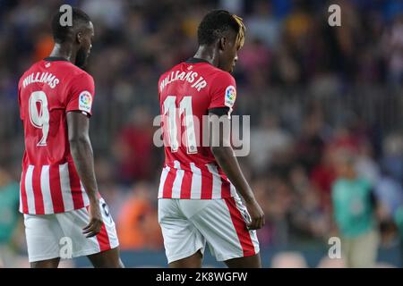 Barcelone, Espagne. 23 octobre 2022, les frères Inaki Williams et Nico Williams du club d'athlétisme lors du match de la Liga entre le FC Barcelone et le club d'athlétisme joué au stade Spotify Camp Nou sur 23 octobre 2022 à Barcelone, Espagne. (Photo de Bagu Blanco / PRESSIN) Banque D'Images