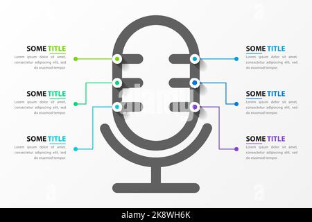 Modèle de conception graphique. Concept créatif en 6 étapes. Peut être utilisé pour la mise en page de flux de travail, le diagramme, la bannière, la conception Web. Illustration vectorielle Illustration de Vecteur