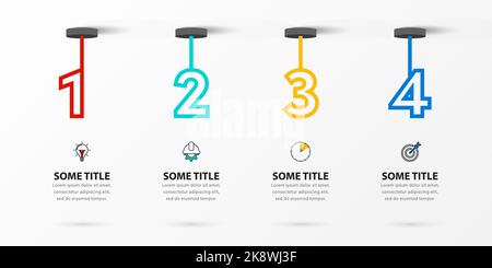 Modèle de conception graphique. Concept créatif en 4 étapes. Peut être utilisé pour la mise en page de flux de travail, le diagramme, la bannière, la conception Web. Illustration vectorielle Illustration de Vecteur