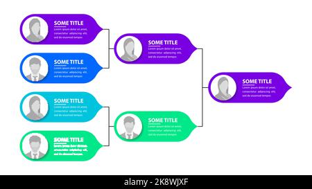 Modèle d'infographie. Hiérarchie de l'entreprise. Tournoi avec les gens. Illustration vectorielle Illustration de Vecteur