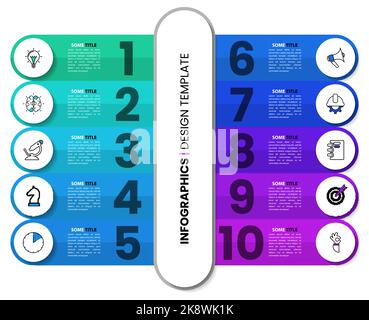 Modèle d'infographie avec icônes et 10 options ou étapes. Peut être utilisé pour la mise en page de flux de travail, le diagramme, la bannière, la conception Web. Illustration vectorielle Illustration de Vecteur