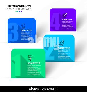 Modèle d'infographie avec icônes et 4 options ou étapes. Rectangles. Peut être utilisé pour la mise en page de flux de travail, le diagramme, la bannière, la conception Web. Illustration vectorielle Illustration de Vecteur