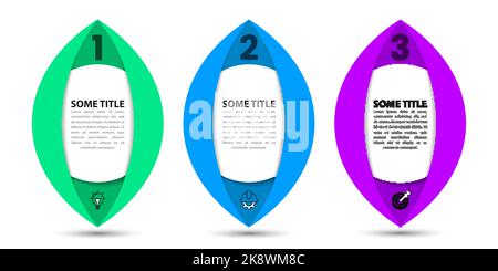 Modèle d'infographie avec icônes et 3 options ou étapes. Cercles. Peut être utilisé pour la mise en page de flux de travail, le diagramme, la bannière, la conception Web. Illustration vectorielle Illustration de Vecteur
