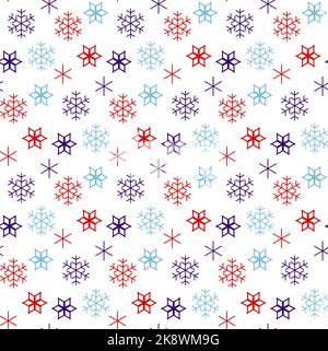 Motif vectoriel sans couture composé de flocons de neige, de formes et de couleurs inégales qui exigent l'attention Illustration de Vecteur