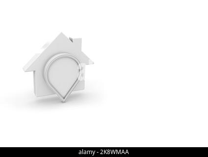 3D illustration d'une icône d'emplacement et d'une nouvelle maison. Vide pour modification Banque D'Images