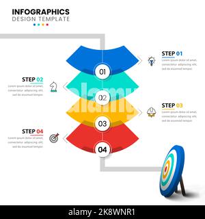 Modèle d'infographie avec icônes et 4 options ou étapes. Entonnoir abstrait. Peut être utilisé pour la mise en page de flux de travail, le diagramme, la bannière, la conception Web. Vecteur illustrat Illustration de Vecteur