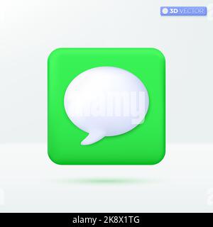 Symboles d'icône d'application bulle de dialogue ou de discussion. Concept de chat, message, conversation. 3D illustrations vectorielles isolées. Dessin animé pastel minimaliste Illustration de Vecteur