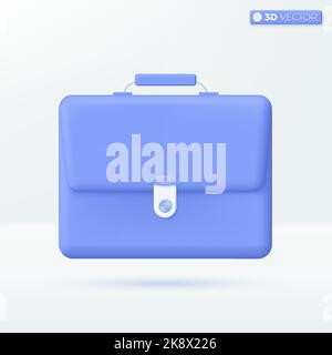 Symboles d'icône de porte-documents. Homme d'affaires, apprentissage, poche à l'école, finance, concept d'éducation. 3D illustrations vectorielles isolées. Dessin animé pastel s minimum Illustration de Vecteur