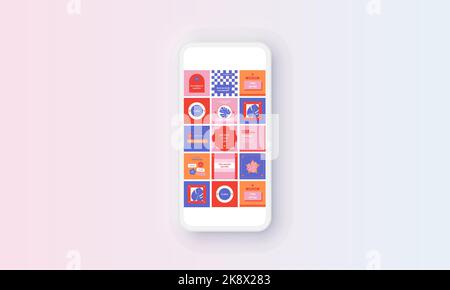 Modèle d'écran interface applications Posts pour les médias sociaux Illustration de Vecteur