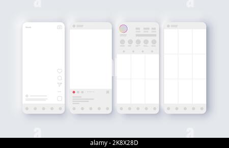 Modèle d'application d'interface d'écran pour les médias sociaux Illustration de Vecteur