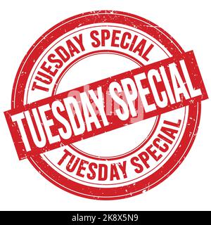 TEXTE SPÉCIAL DU MARDI inscrit sur le timbre rond rouge grungy Banque D'Images
