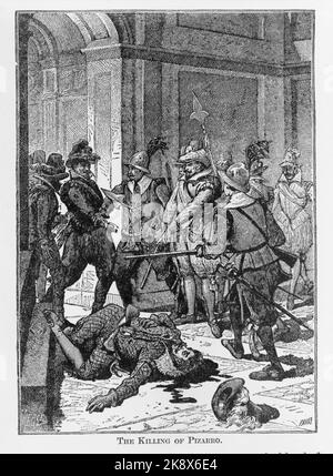 L'assassinat du conquistador espagnol Francisco Pizarro par des rivaux à Lima, Pérou, en 1541 Banque D'Images