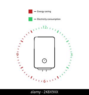 Icône linéaire du chauffe-eau, économie d'énergie. Icône vectorielle d'infographie isolée sur blanc Illustration de Vecteur