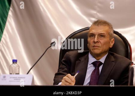 Non exclusif: 24 octobre 2022, Mexico, Mexique: Le président de la Commission de l'énergie de la Chambre des députés, Manuel Rodríguez González dur Banque D'Images