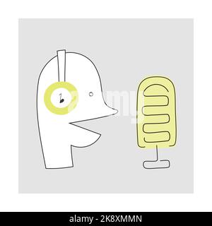 Illustration vectorielle silhouette de personne parlant dans un microphone. Simple couverture pour podcast Illustration de Vecteur