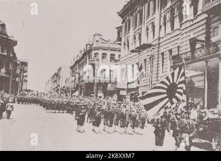 Intervention sibérienne 1918 - 1922. L'armée japonaise marche à Vladivostok, 16 août 1918 Banque D'Images