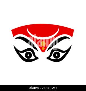 Icône Lord durga face. Symbole Shakti Eyes . Illustration de Vecteur