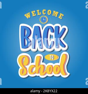 Un design moderne et coloré de Bienvenue Retour à l'école texte modifiable effet Illustration de Vecteur