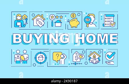 Acheter à la maison mots concepts bannière turquoise Illustration de Vecteur