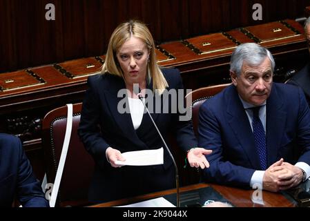 Roma, Italie. 25th octobre 2022. Giorgia Meloni lors de la session à la Chambre des députés pour le vote de confiance du gouvernement Meloni 25 octobre 2022 à Rome, Italie. Crédit : Agence photo indépendante/Alamy Live News Banque D'Images