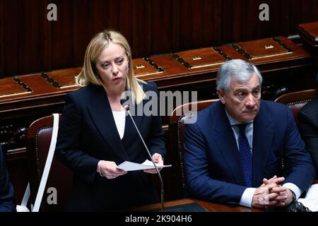 Roma, Italie. 25th octobre 2022. Giorgia Meloni lors de la session à la Chambre des députés pour le vote de confiance du gouvernement Meloni 25 octobre 2022 à Rome, Italie. Crédit : Agence photo indépendante/Alamy Live News Banque D'Images