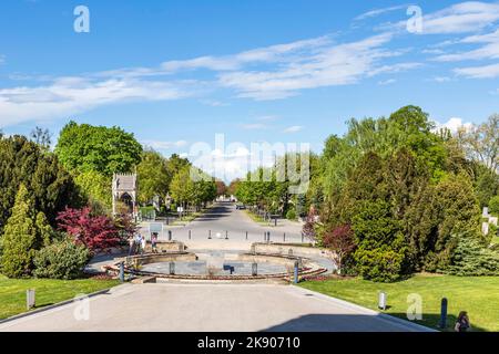 VIENNE, AUTRICHE - APR 26, 2015: Vue sur le cimetière central de Vienne, l'endroit où les célèbres autrichiens sont burriés comme Strauss, Beethoven et Mozar Banque D'Images