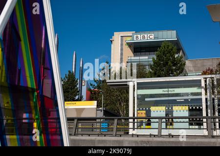 La ville des médias à Salford, sur les rives du canal du navire de Manchester, abrite des organisations médiatiques comme la BBC et ITV Banque D'Images