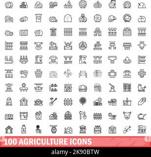 ensemble de 100 icônes agricoles. Illustration de 100 icônes agricoles ensemble de vecteurs isolés sur fond blanc Illustration de Vecteur