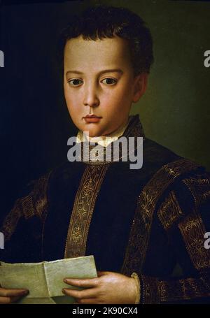 Francesco I de' Medici, Renaissance,. Enfants de Médicis, portraits ont été peints par le peintre de cour Agnolo Bronzino, Francesco, Maria , Florence, Italie. Banque D'Images