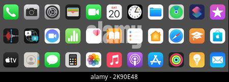 Ensemble d'icônes d'application Apple. Illustration éditoriale vectorielle Illustration de Vecteur