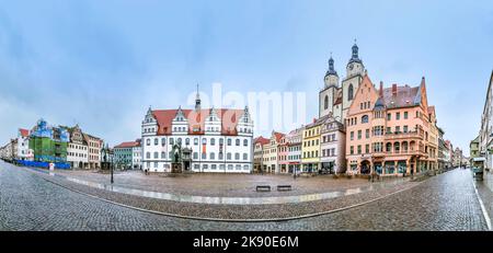 WITTENBERG, ALLEMAGNE - 25 MARS 2016 : la place principale de Luther City Wittenberg en Allemagne. Wittenberg est un site classé au patrimoine mondial de l'UNESCO. Banque D'Images