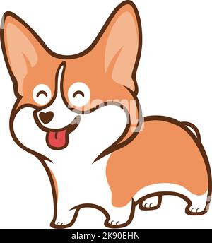 Un joli chien Corgi souriant. Dessin animé Illustration de Vecteur