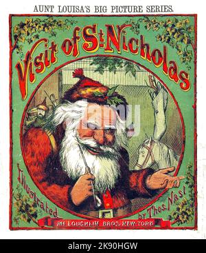 Visite de Saint-Nicolas - Santa Claus - Thomas Nast et Clement Moore illustration - 1869 Banque D'Images