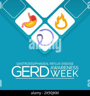 La semaine de sensibilisation au RGO (reflux gastro-oesophagien) est observée chaque année en novembre. Illustration vectorielle Illustration de Vecteur