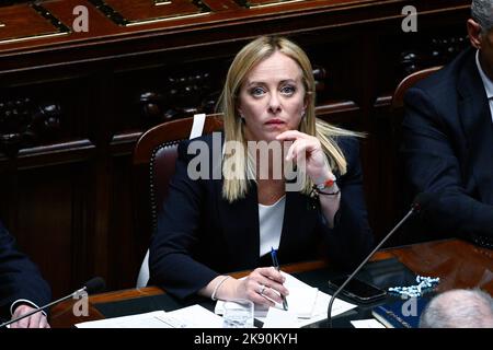 Roma, Italie. 25th octobre 2022. Giorgia Meloni lors de la session à la Chambre des députés pour le vote de confiance du gouvernement Meloni 25 octobre 2022 à Rome, Italie. Crédit : Agence photo indépendante/Alamy Live News Banque D'Images