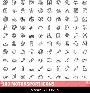 ensemble de 100 icônes de sport automobile. Illustration de 100 icônes de sports motorisés ensemble de vecteurs isolé sur fond blanc Illustration de Vecteur