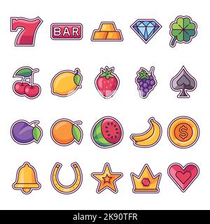 Jeu d'icônes de ligne de couleurs du Casino. Pictogrammes pour la page Web Illustration de Vecteur