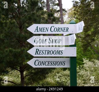 Les directions pour Amen Corner, Augusta National aux États-Unis Banque D'Images