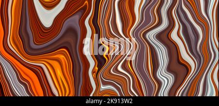 Arrière-plan peint en marron, texture de l'encre, arrière-plan abstrait numérique avec formes incurvées. Design créatif et amusant. Effet de peinture liquide, fluide. Gradient de dessin Banque D'Images