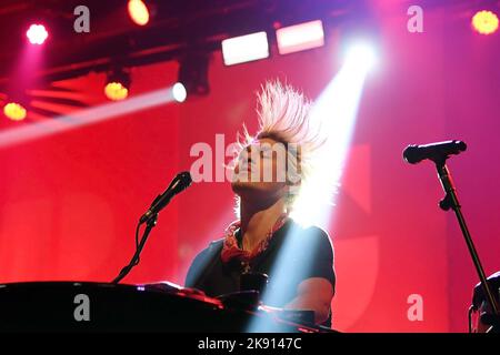 Rio de Janeiro, Brésil, 21 octobre 2022. Jordan Taylor Hanson, chanteur et multi-instrumentiste, lors d'un concert du groupe américain Hanson, à Quali Banque D'Images