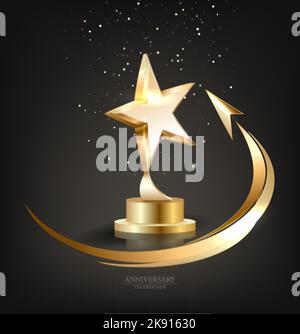 Prix réaliste Golden Star Trophy dans Vector Illustration de Vecteur